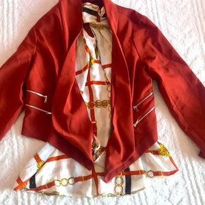 Burnt orange/ multi color blouse/ jacket set
